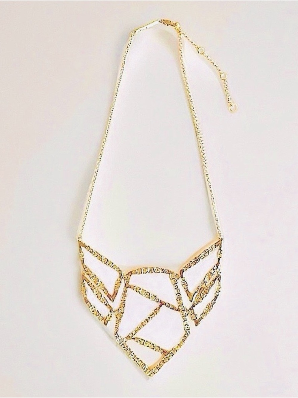 NEW Alexis Bittar Miss Havisham Geometric Bib Necklace Gold Crystal AU16